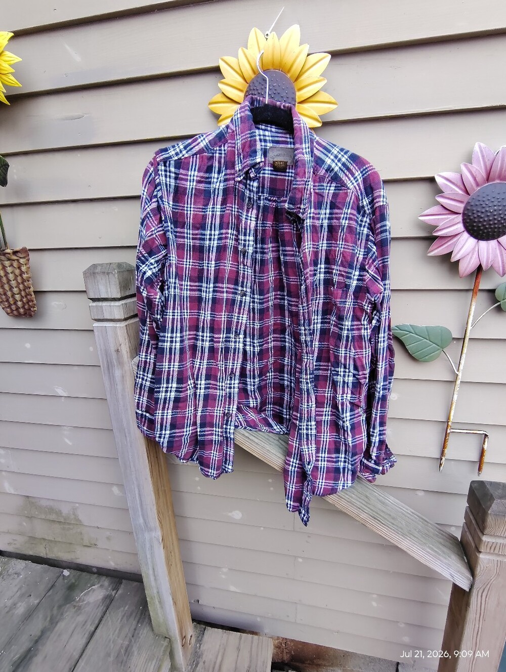 St. John's Bay Burgundy Plaid Button-Up Shirt